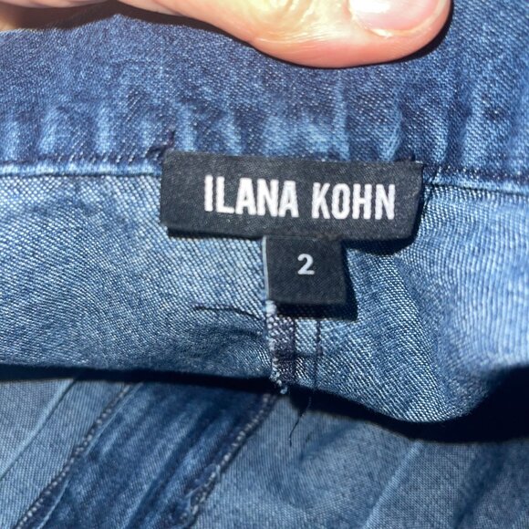 Ilana Kohn Womens Jeans Pants Size 2 Blue Denim Wide Leg Pockets Pure Cotton - Picture 3 of 8